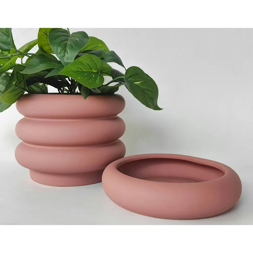 Urban 19cm Naomi Ring Ceramic Planter Garden Decor Plant Pot w/Saucer MED Rose