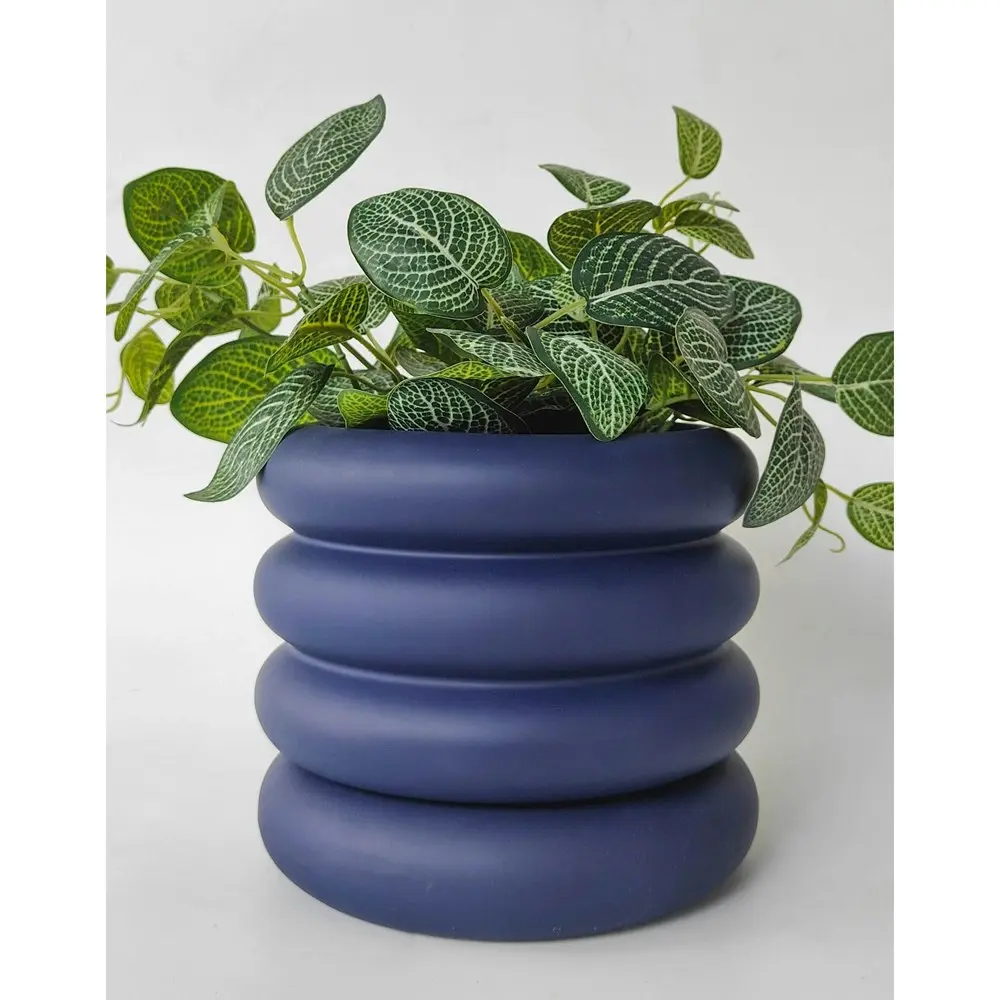 Urban 19cm Naomi Ring Ceramic Planter Garden Decor Plant Pot w/ Saucer Midnight