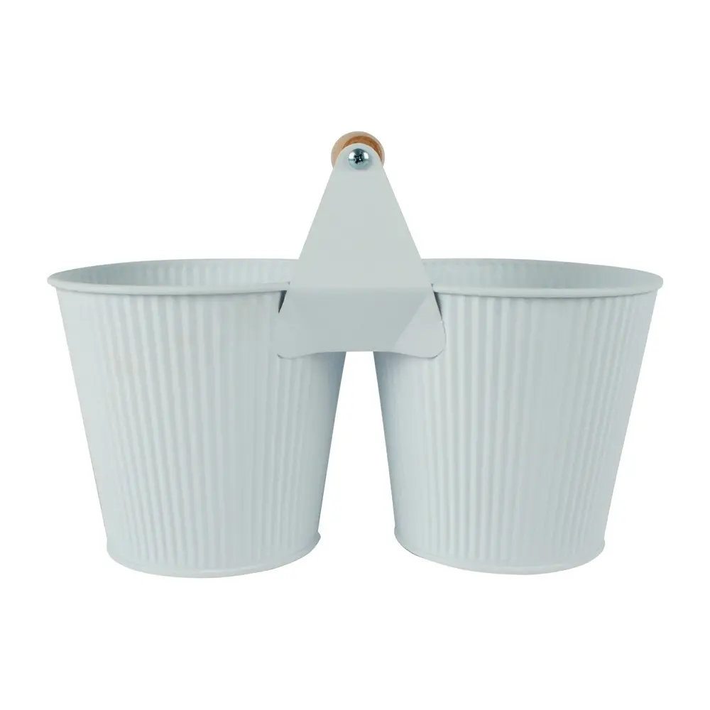 2x Yard Master Maja 26x13cm Emboss 2 Plant Pot w/ Handle Home/Garden Decor White