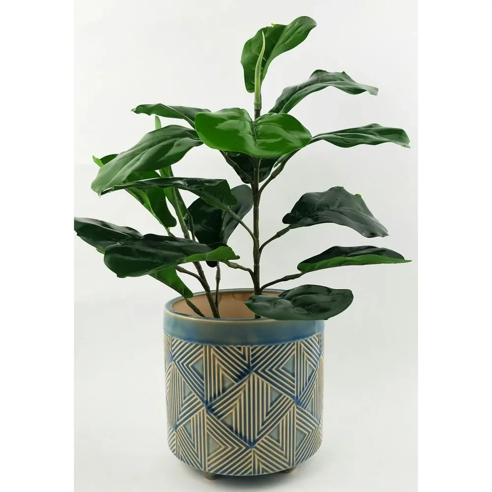 Urban Oakley 20cm Ceramic Planter Flower/Plant Pot Large Home Desk Decor Blue