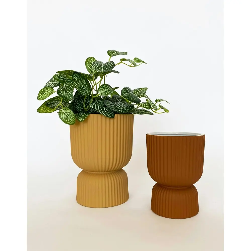 2x Urban Brooklyn Abstract 16cm Planter Flower/Plant Pot Decor Medium Terracotta