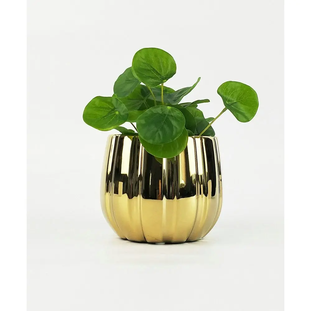 2x Urban 11cm Felix Ceramic Planter Home Desk Decor Plant/Flower Pot Small Gold