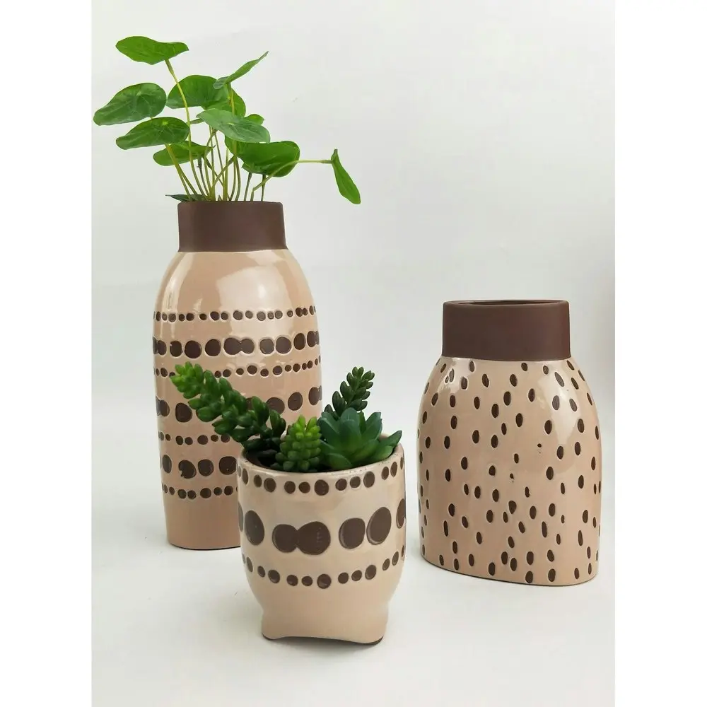 2x Urban Remy 11cm Ceramic Planter Flower/Plant Pot Home Tabletop Decor Mocha