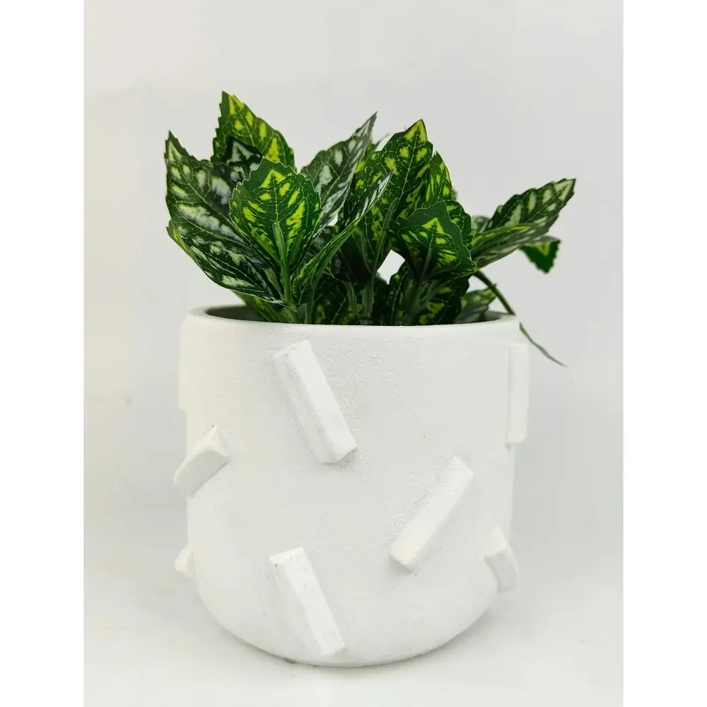 4x Urban Felix 13cm Concrete Planter Flower/Plant Pot Home Desk Decor Sml White