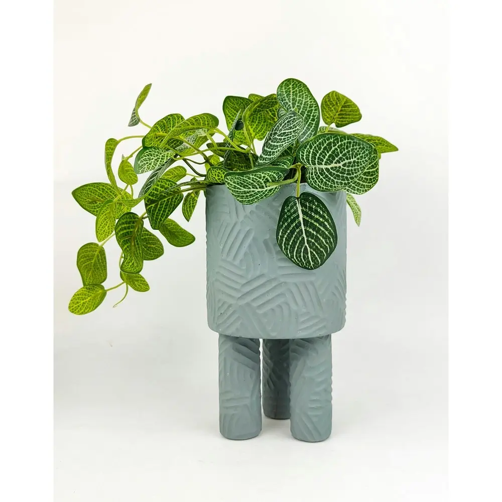 2x Urban Enola 21cm Concrete Tall Planter Plant Pot w/ Legs Home Decor Blue