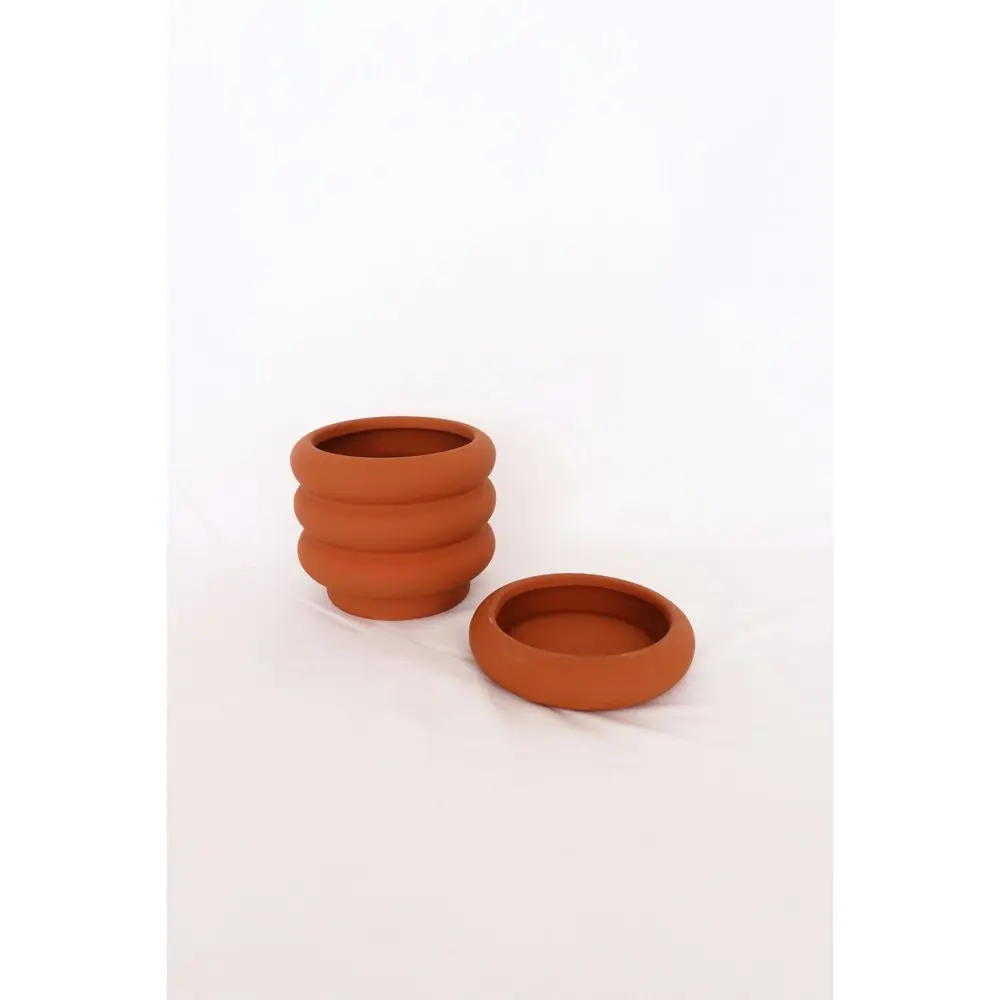 Urban Naomi Ring 13cm Ceramic Planter w/ Saucer Garden Plant Pot Small Orange