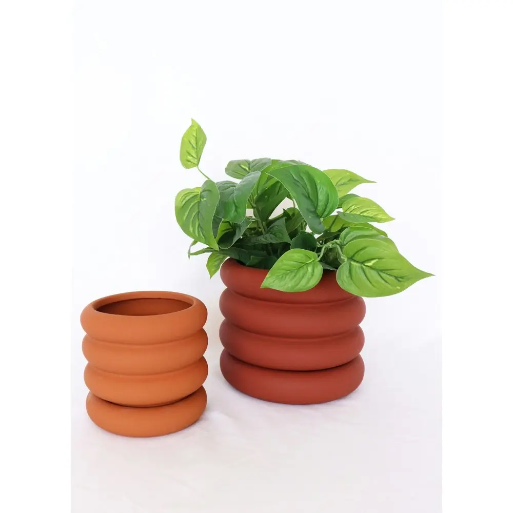 Urban Naomi Ring 13cm Ceramic Planter w/ Saucer Garden Plant Pot Small Orange