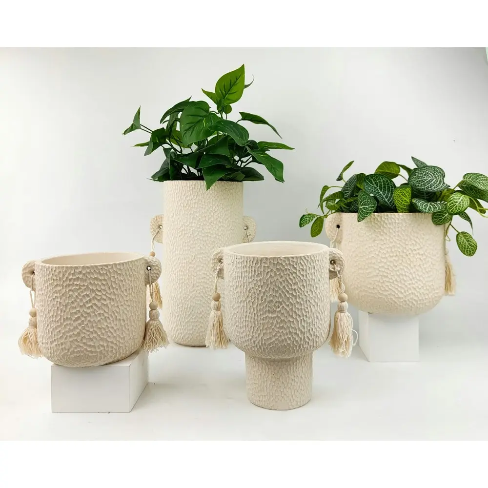 2x Urban Kinsley 20cm Concrete Planter Flower/Plant Pot Home Decor Large Cream