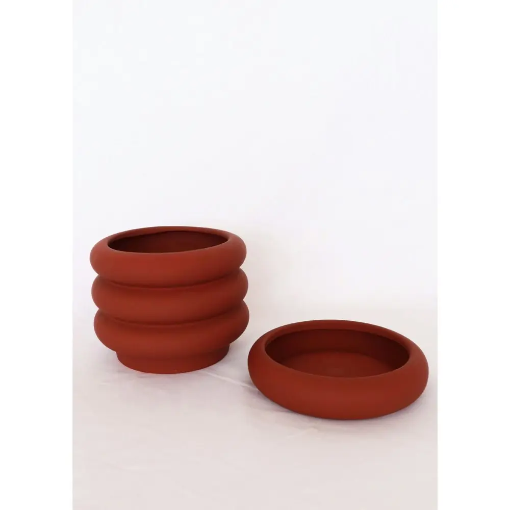 Urban Naomi Ring 16cm Ceramic Planter w/ Saucer Garden Plant Pot Medium Berry