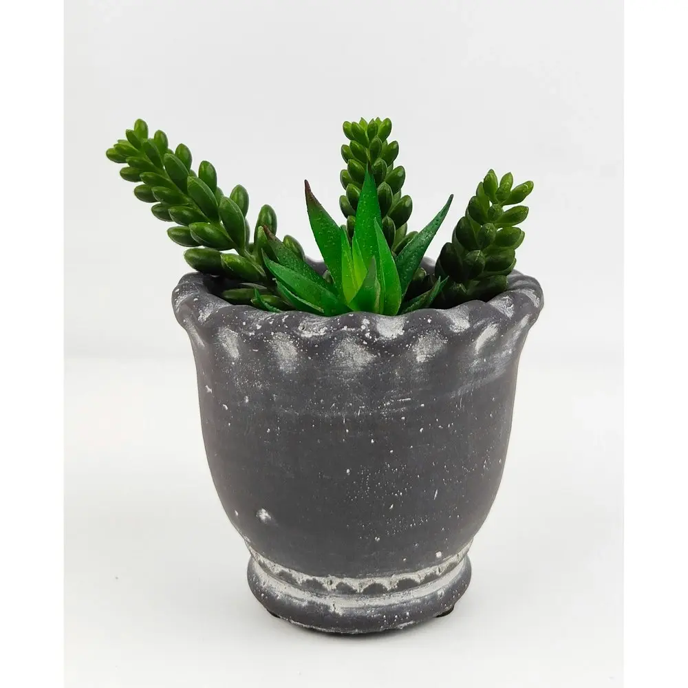 4x Urban Marie 9cm Ceramic Planter Flower/Plant Pot Home Decor Small Charcoal