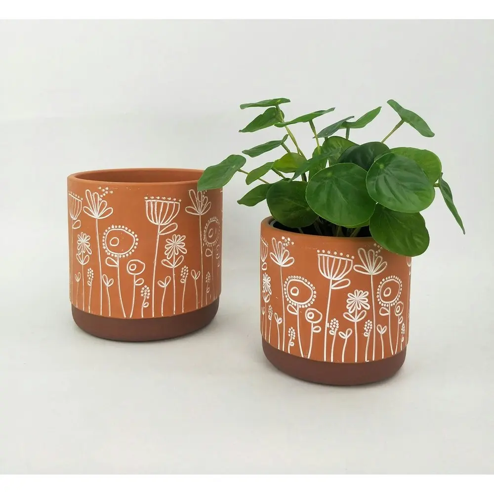 2x Urban Bree 14cm Ceramic Planter Flower/Plant Pot Home Decor Medium Terracotta