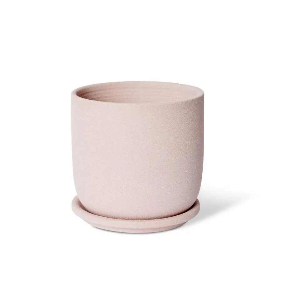 2x E Style Allegra 15cm Ceramic Plant Pot w/ Saucer Home Decor Planter Pink