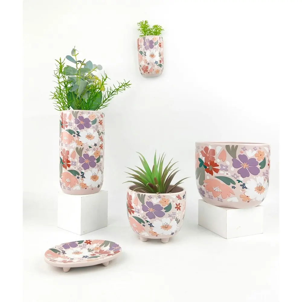 Urban Mae 14cm Ceramic Floral Planter Colourful Flower/Plant Pot Decor Medium