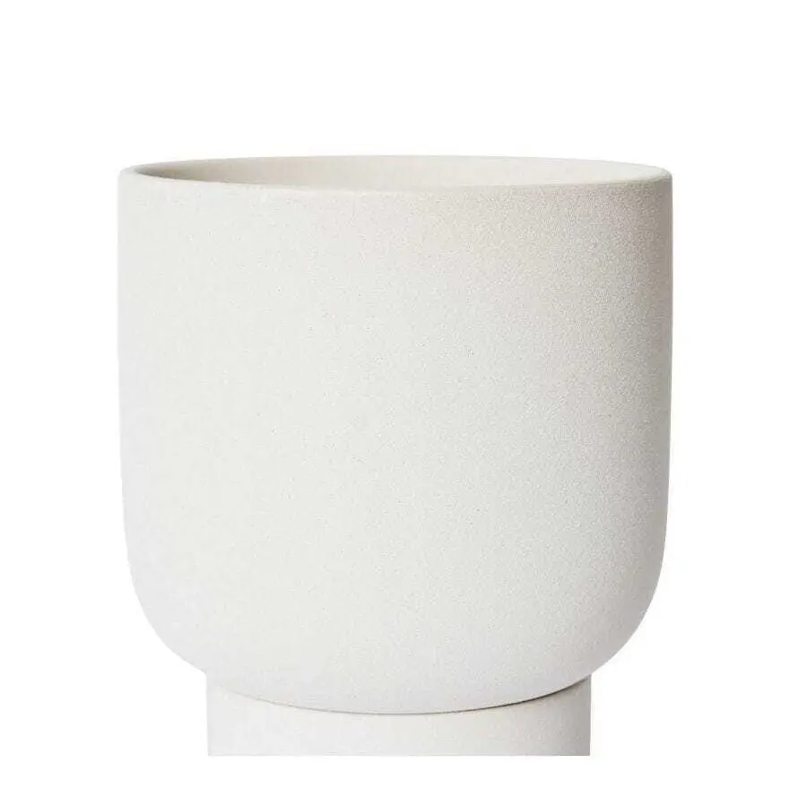 E Style Daylen 24cm Ceramic Plant Pot w/ Saucer Home Decor Planter White