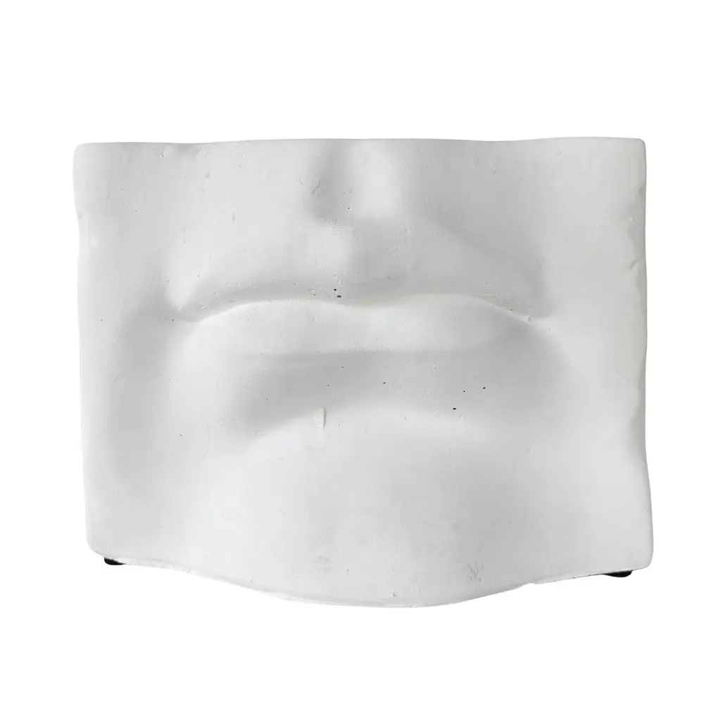 2x Urban Jolie 16x21cm Concrete Mouth Planter Flower/Plant Pot Home Decor White