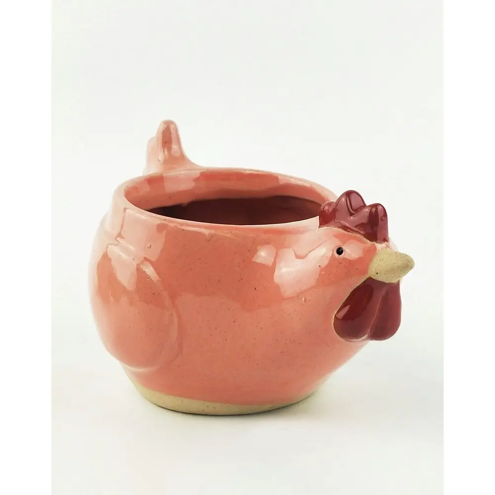 Urban Chicken 12cm Ceramic Planter Home Garden Ornament Display Pot Medium Pink