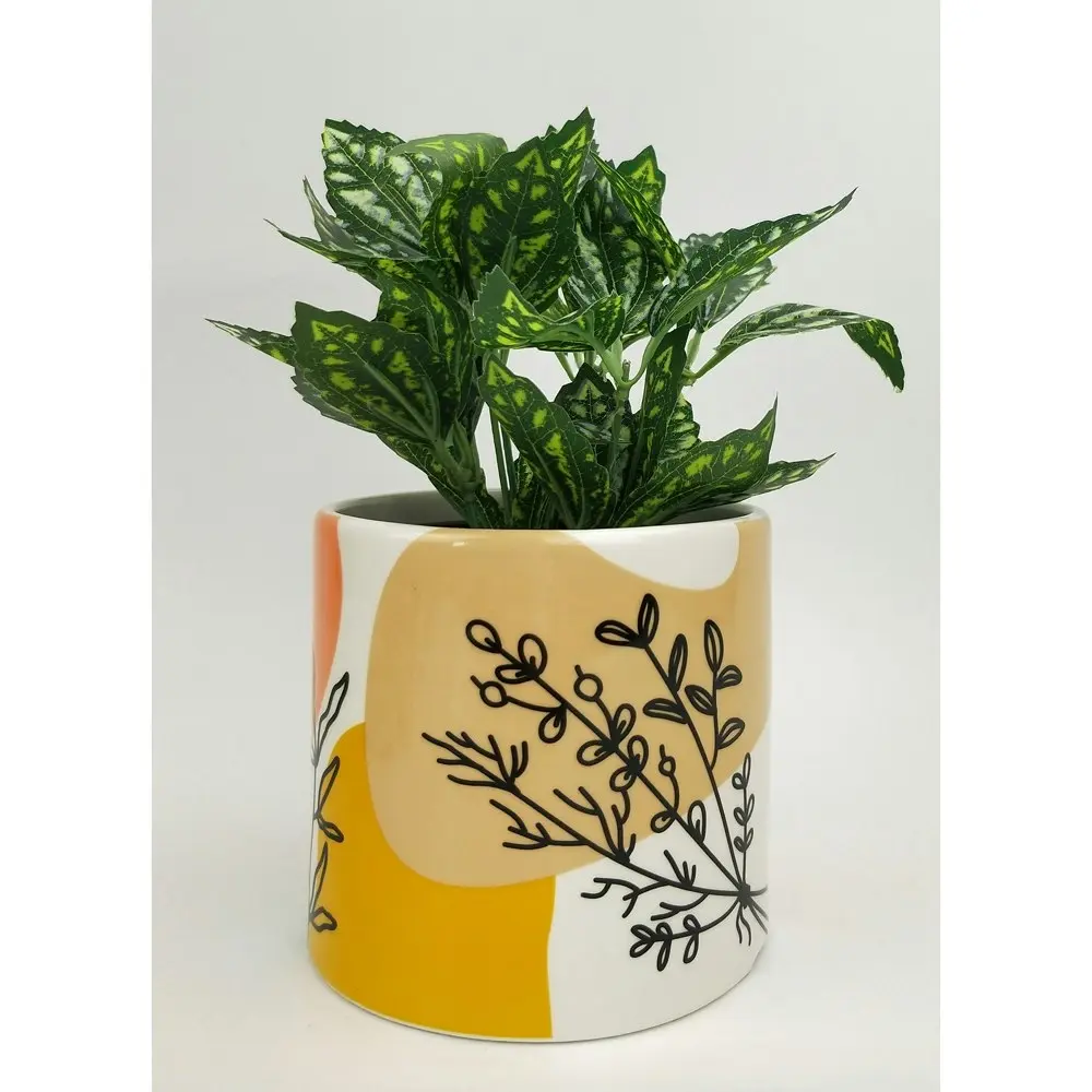 2x Urban Willa Foliage 12cm Ceramic Planter Flower/Plant Pot Small Peach/Orange