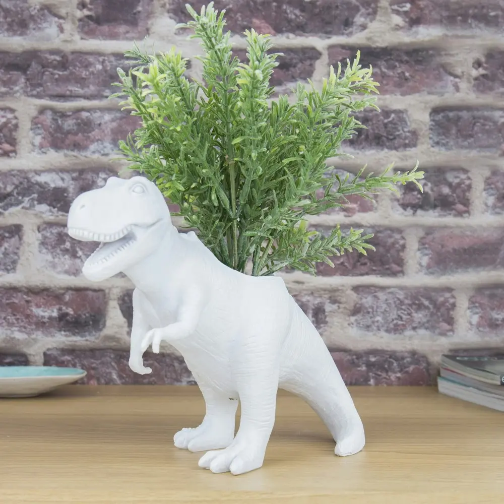 Gift Republic T-Rex Pot Planter Plant Holder Home Room Garden Desk Decor White