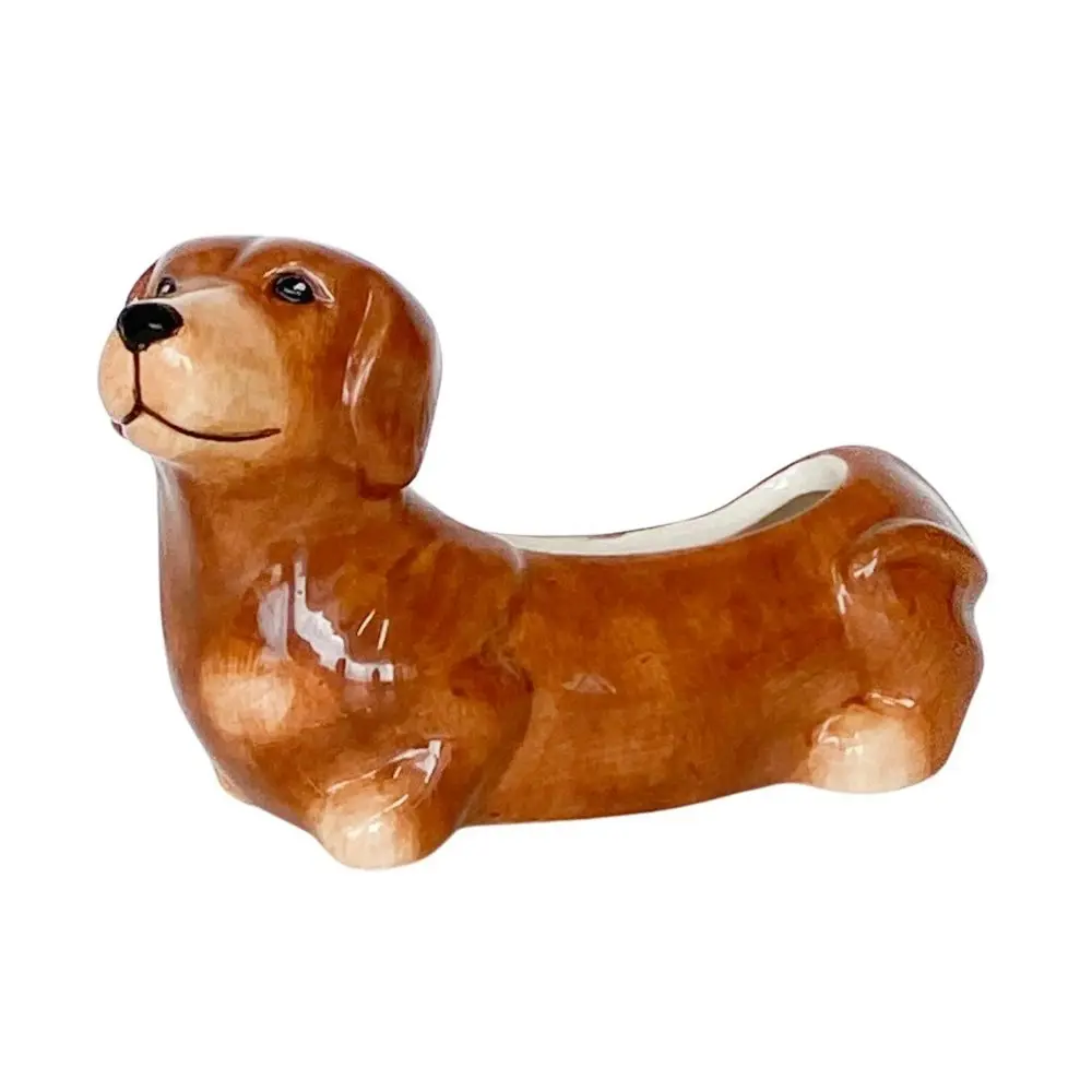 2x Urban Products Cute Dachshund Themed Planter Box Home Garden Decor Brown 20cm