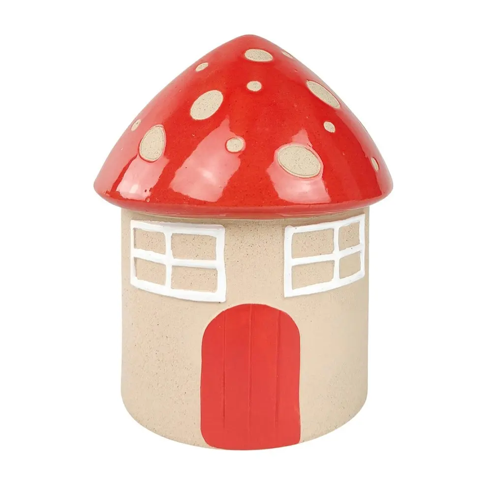 2x Urban 16cm Toadstool House Ceramic Planter Garden Decor Plant/Flower Pot Red