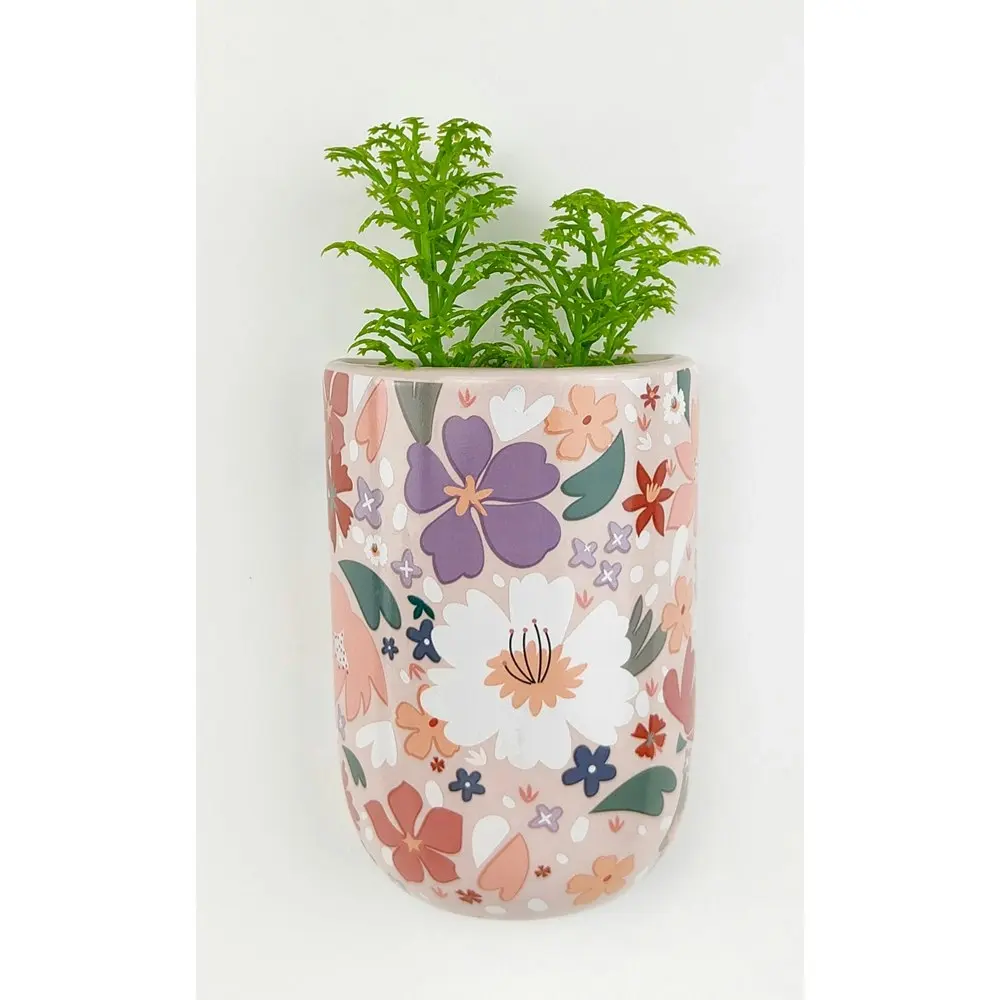 4x Urban Mae 10cm Ceramic Floral Magnet Planter Colourful Flower/Plant Pot Decor