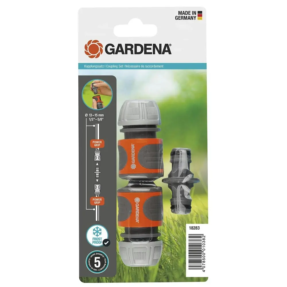 3pc Gardena 18283-20 Garden Watering Hose Connector And Coupling Set 13 & 15mm