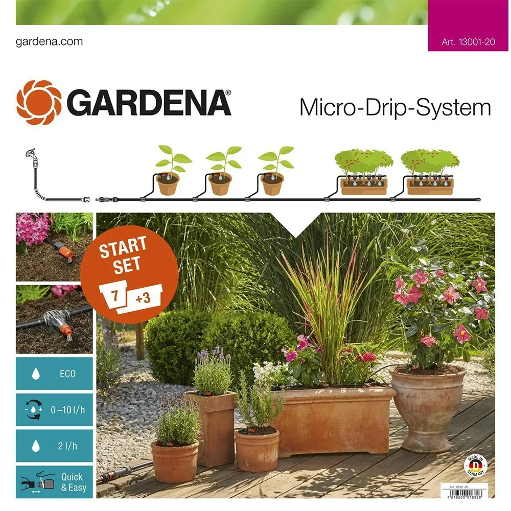 Gardena 13001-20 Micro Watering Balcony Irrigation Starter Set Pot Plants Medium