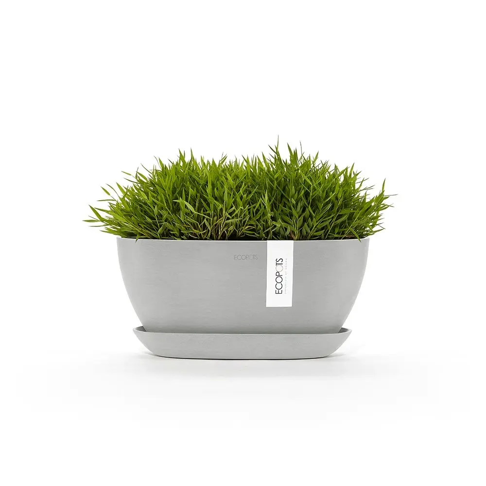 EcoPots Sofia 30x13.5cm Indoor/Outdoor Garden Plant Pot Self Watering White Grey