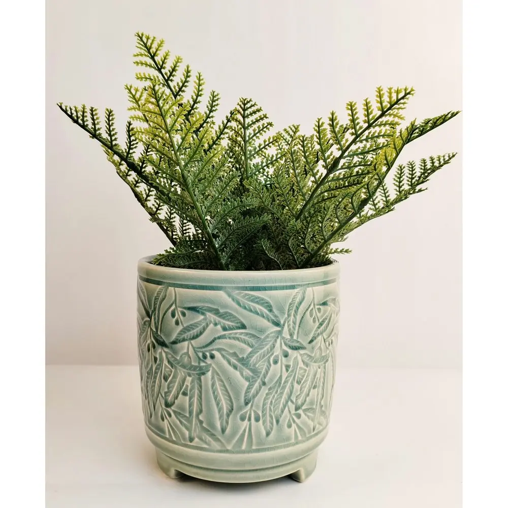 Urban 14cm Ceramic Maeve Folaige Planter Plant Pot Home/Garden Decor Pistachio