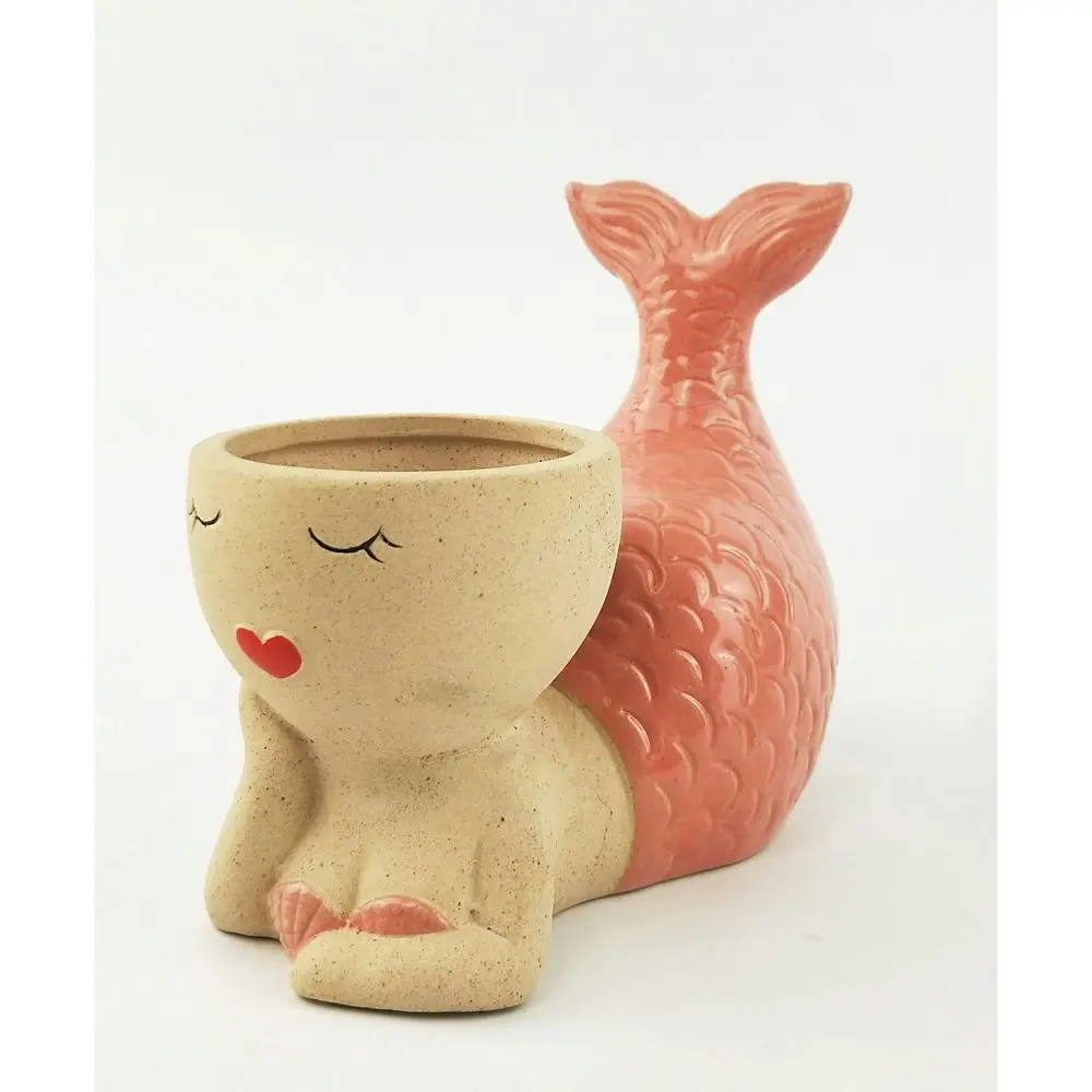 Urban Mermaid 14cm Ceramic Planter Outdoor/Home Garden Ornament Display Pot Pink