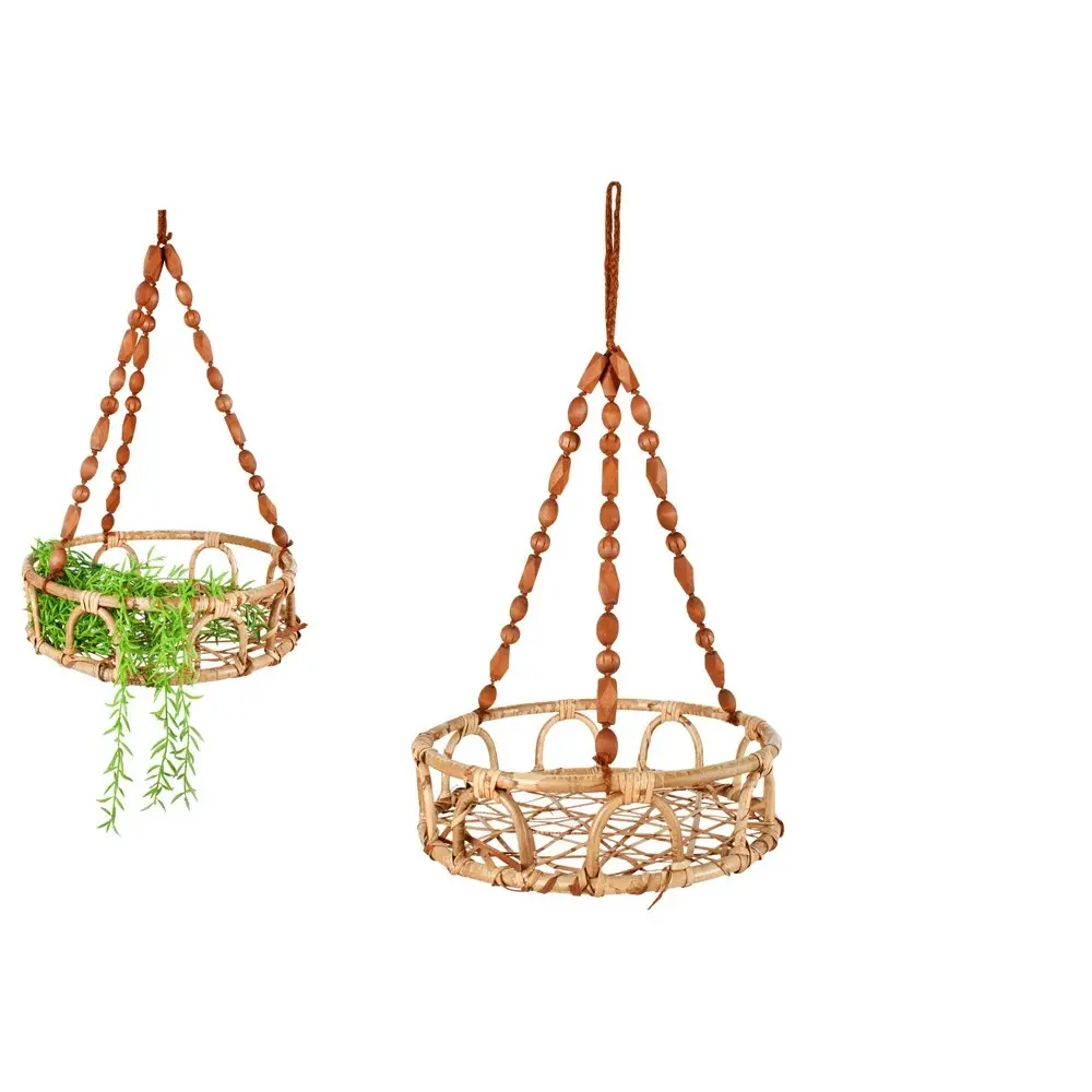 Maine & Crawford Luna 60x35cm Hanging Wood Basket Pot Flower Planter Natural