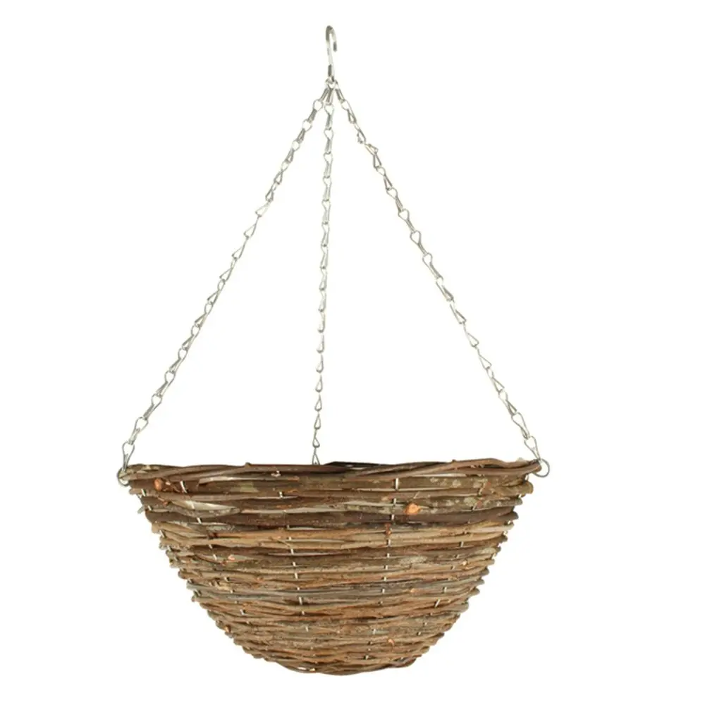 2x Yard Master 40x40cm Hanging Basket Planter Flower/Plant Pot Round Dark Brown