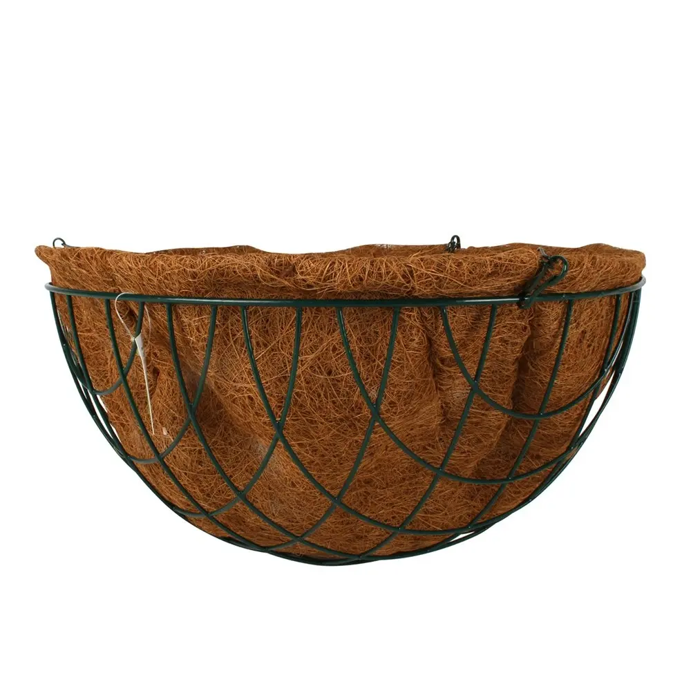 Yard Master 40cm Hanging Basket w/ Liner & Chain Home Decorative Plant Pot Brown