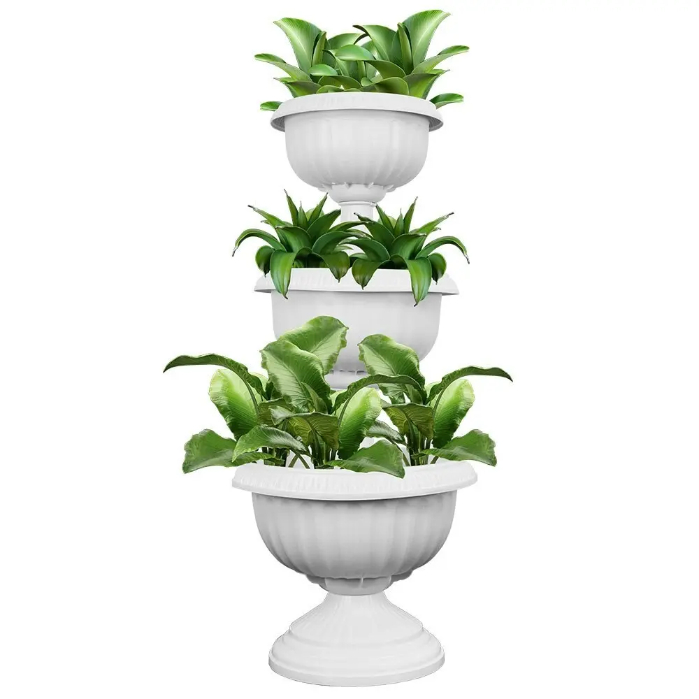 Hecules 3-Tier Pot Planter 99cm Outdoor Home Garden Plant Storage Decor White