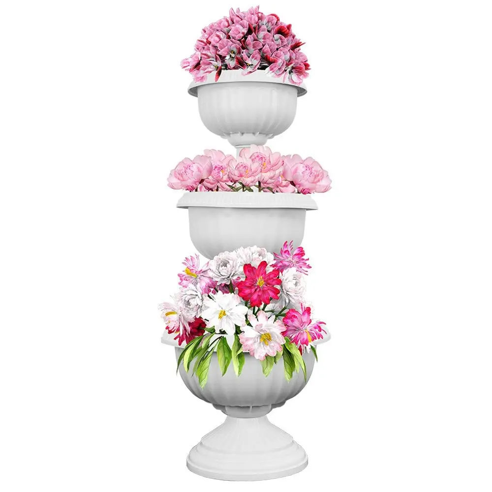 Hecules 3-Tier Pot Planter 99cm Outdoor Home Garden Plant Storage Decor White