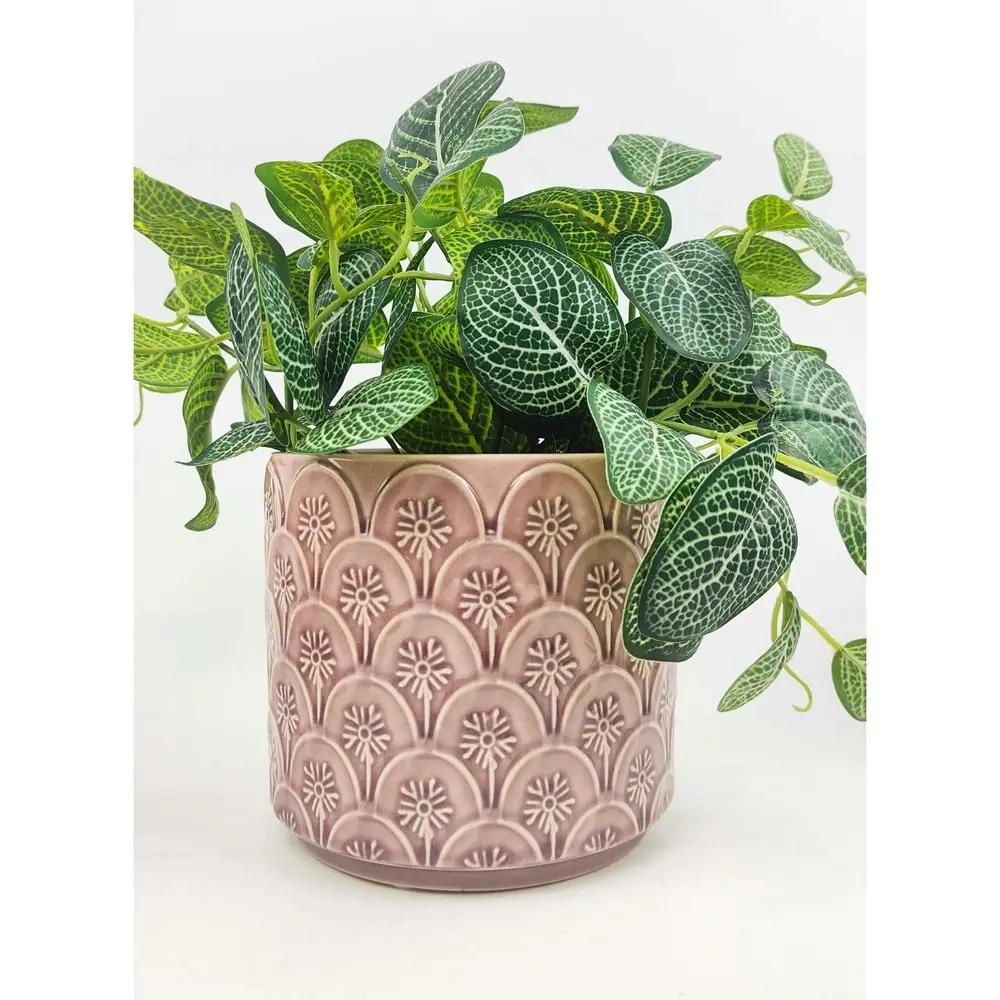 Urban Kaycie Floral 12.5cm Ceramic Planter Outdoor Garden Plant Pot Small Mauve