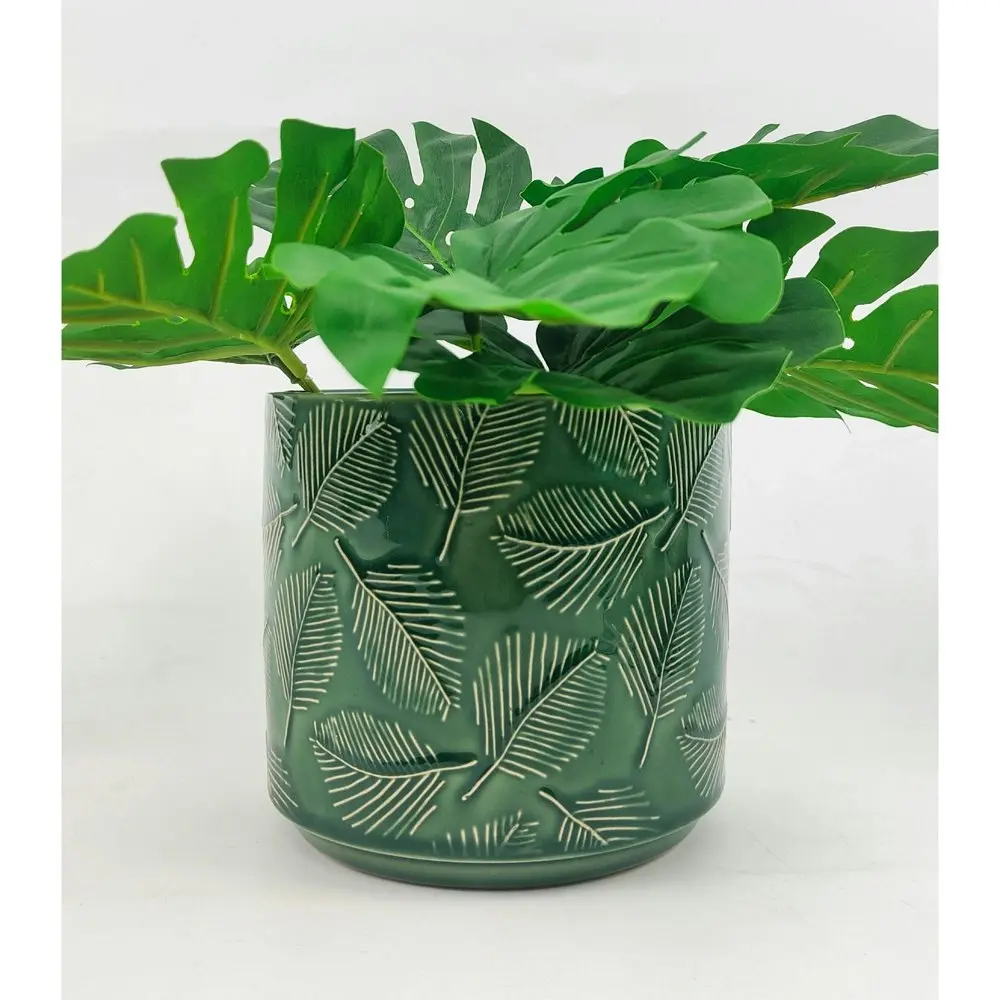 Urban Cairo Leaf Mini 12cm Ceramic Planter Home/Garden Plant Pot Small Emerald