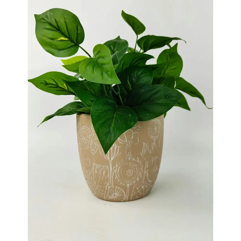 2x Urban Molly 15cm Concrete Planter Plant Flower Pot Garden Decor Medium Beige