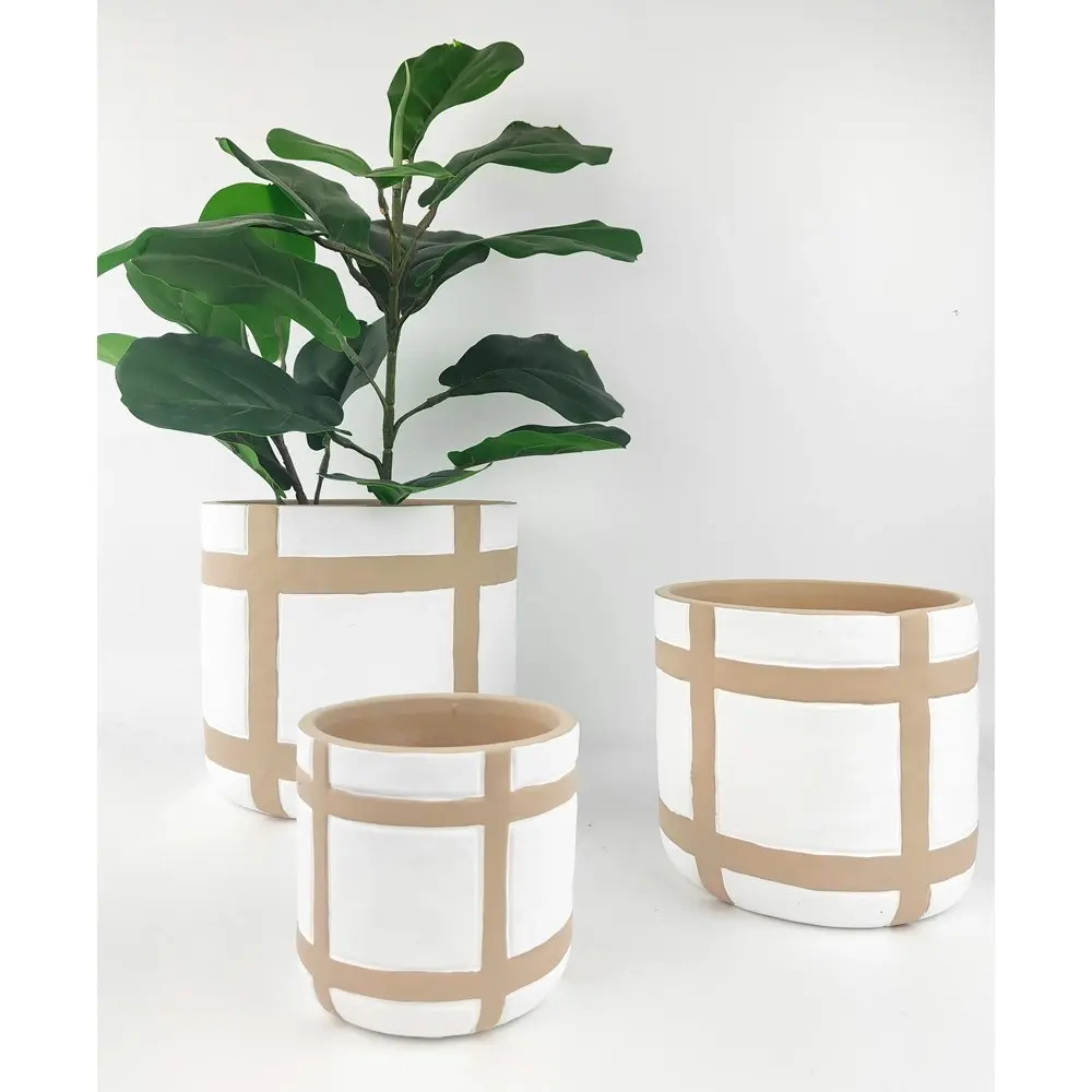 2x Urban Campbell 11.5cm Concrete Planter Plant Flower Pot Decor Sml White/Sand