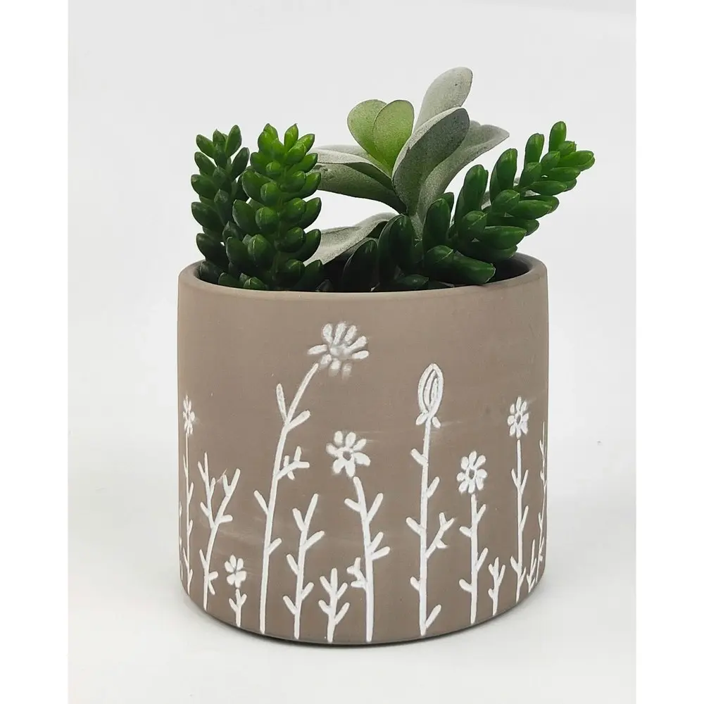 2x Urban Riya 10.5cm Ceramic Flower/Plant Pot Planter Garden Decor Small Grey