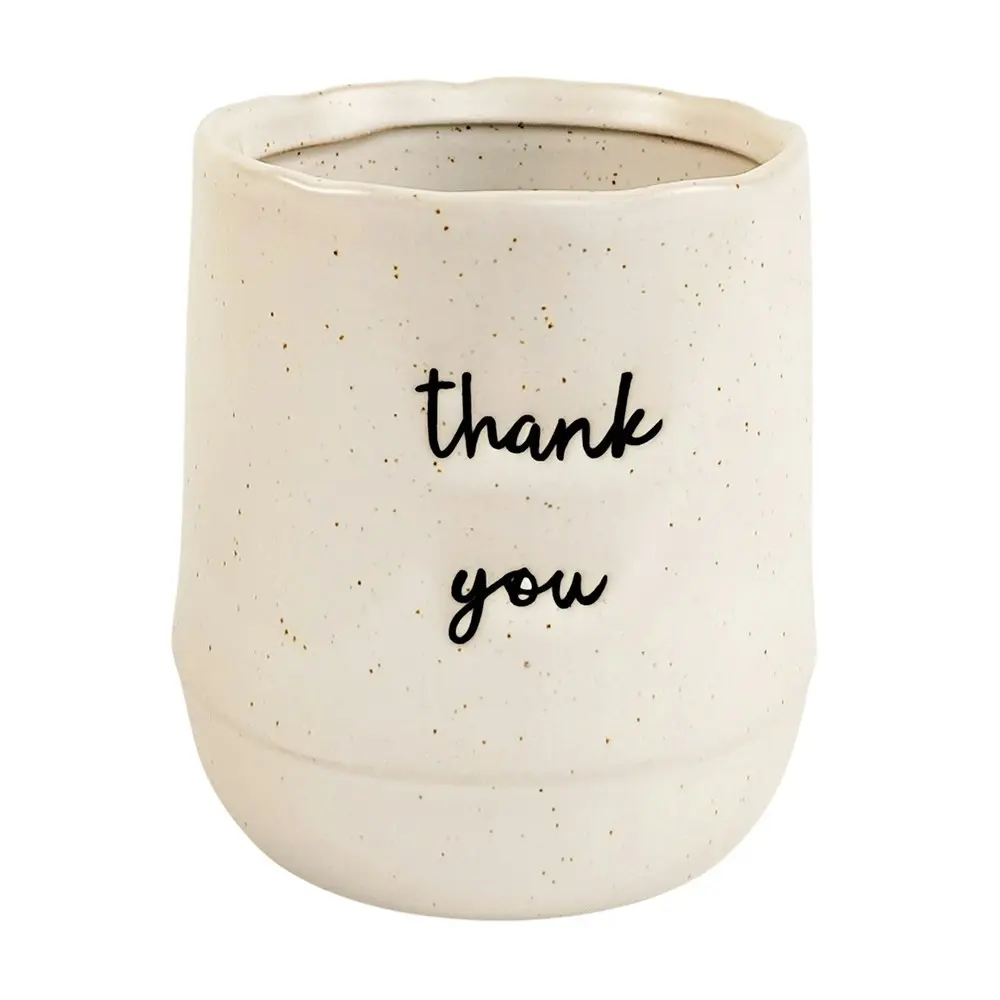 2x Urban 9cm Ceramic Thank You Planter Plant/Flower Pot Home/Garden Decor White