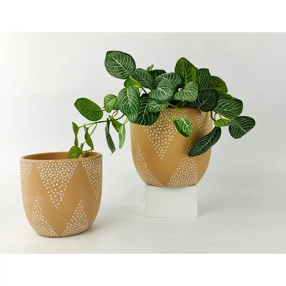 4x Urban Paige Peak 13cm Concrete Planter Flower/Plant Pot Decor Small Sherbet