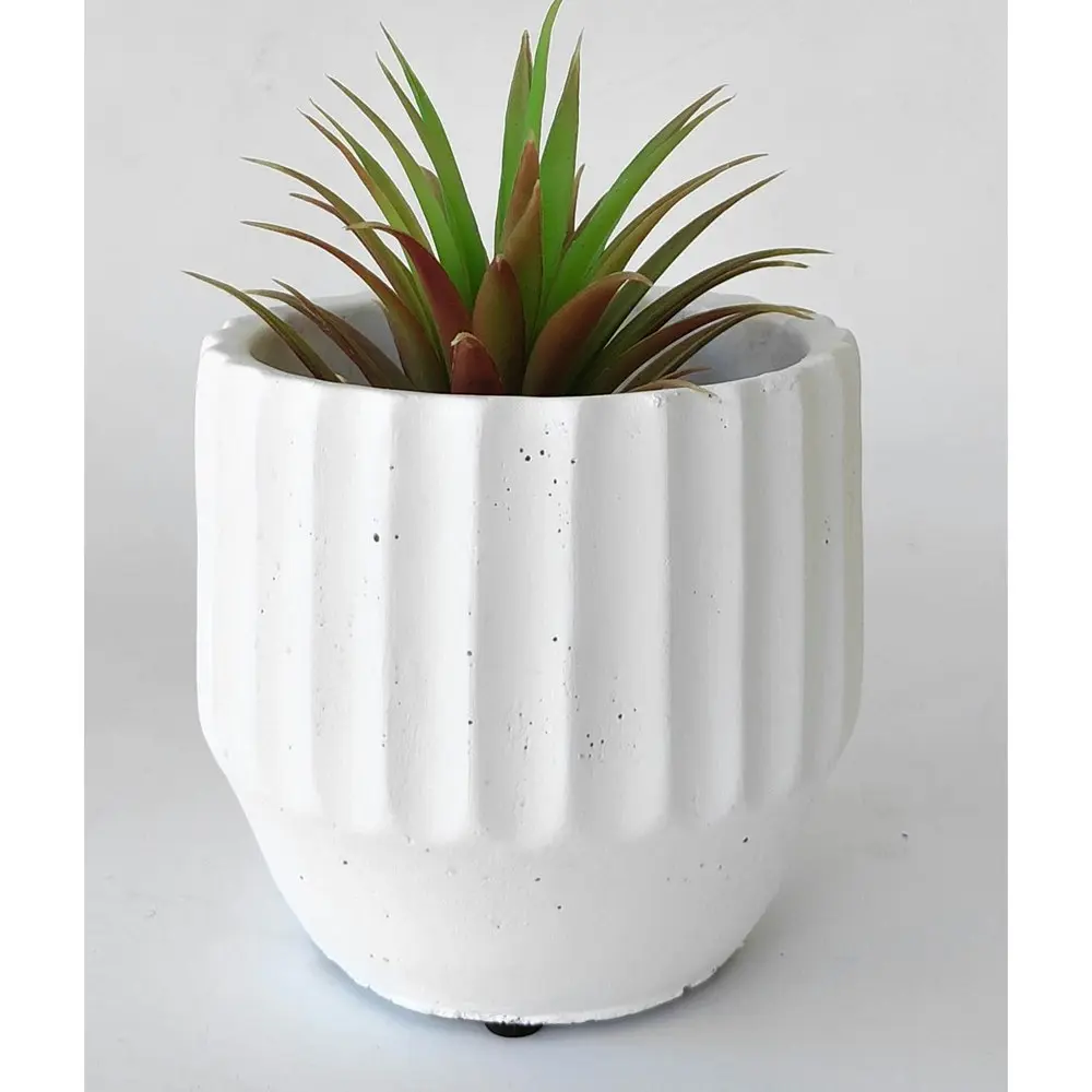 4x Urban Aylin 12cm Concrete Planter Flower/Plant Pot Small Home Decor White