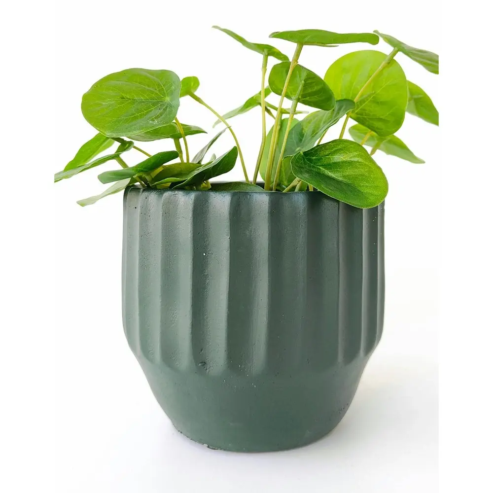 4x Urban Aylin 12cm Concrete Planter Flower/Plant Pot Sml Home Decor Dark Green