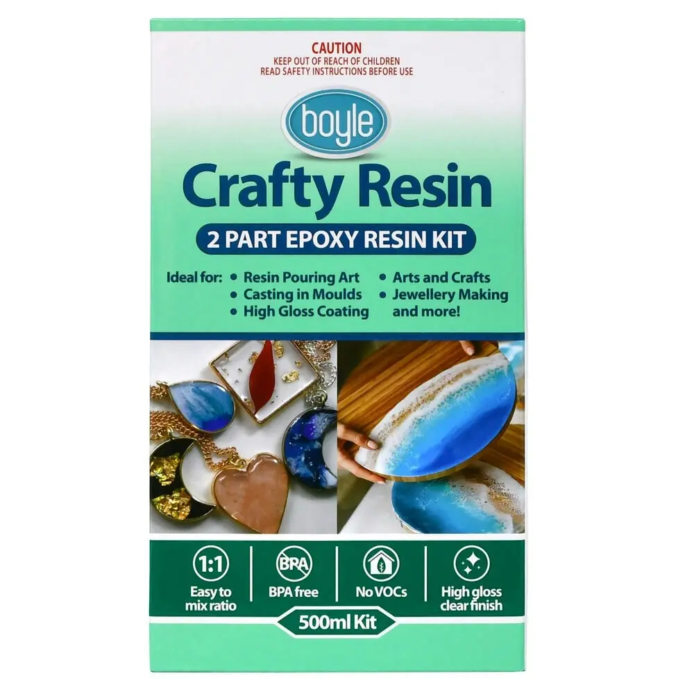 Boyle Crafty 500ml 2-Part High-Gloss Epoxy Resin Kit Art/Craft Jewelry Making