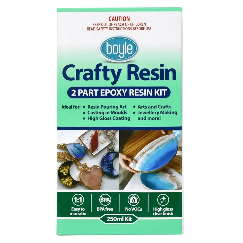 Boyle Crafty 250ml 2-Part High-Gloss Epoxy Resin Kit Art/Craft Jewelry Making