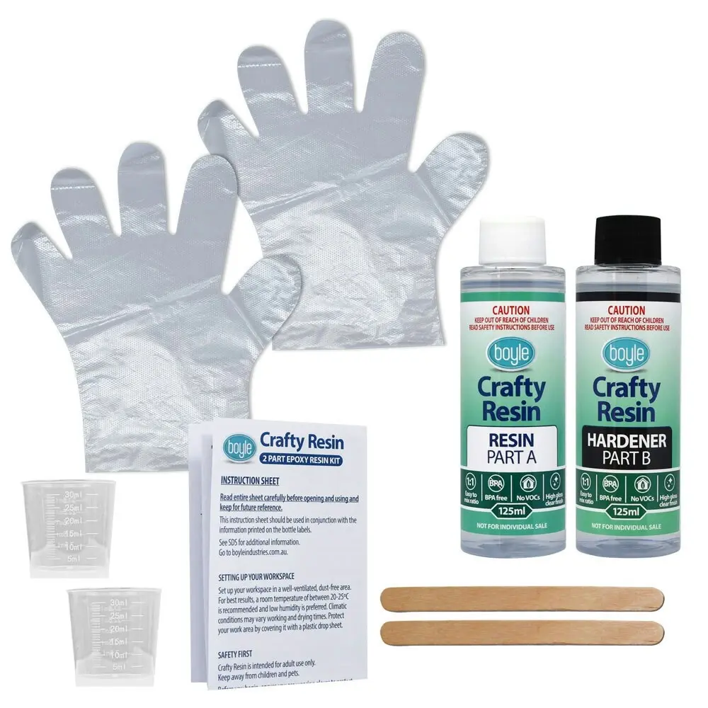 Boyle Crafty 250ml 2-Part High-Gloss Epoxy Resin Kit Art/Craft Jewelry Making