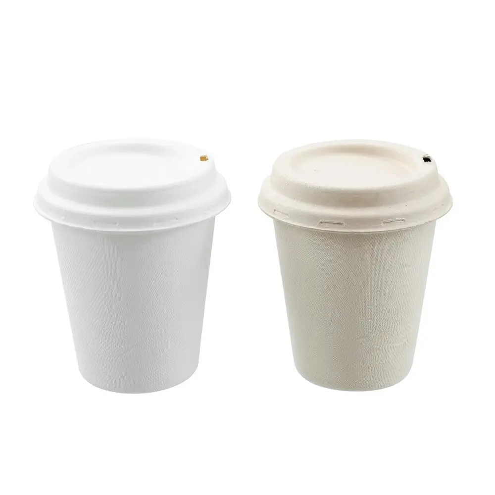 6x 12PK Lemon & Lime 350ml Eco Sugarcane Coffee Cup w/ Lid Biodegradable Sip Mug