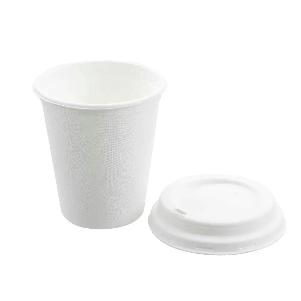 6x 12PK Lemon & Lime 350ml Eco Sugarcane Coffee Cup w/ Lid Biodegradable Sip Mug