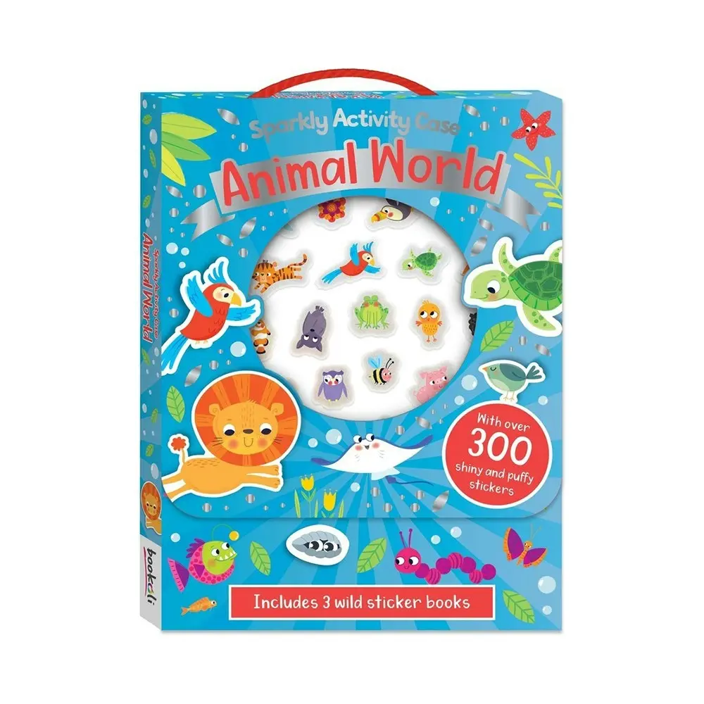 3x Bookoli Sparkly Activity Case Animal World Sticker Children Fun Craft Book